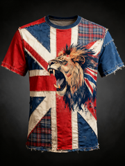 Men's  British lion combined with retro old style Printed short sleeves t-shirt