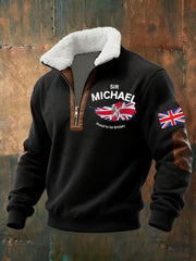 Men's Vintage England Flag Sir Michael Proud To Be British Printed Sweatshirt