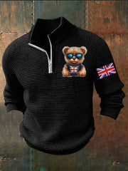 Men's Vintage England Flag Beer Printed Sweater