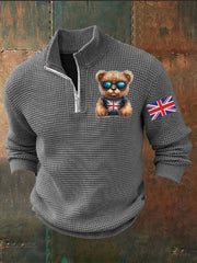 Men's Vintage England Flag Beer Printed Sweater