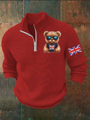 Men's Vintage England Flag Beer Printed Sweater