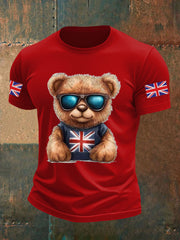 Men's Vintage England Flag Beer Printed T-shirt