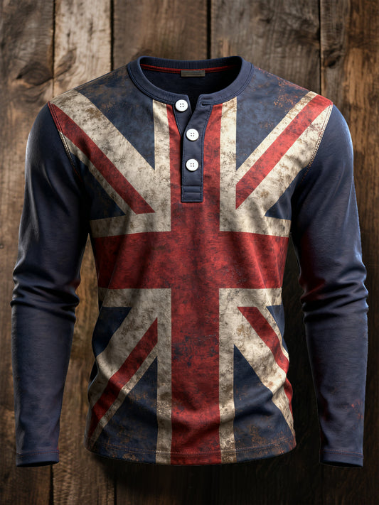 Men's UK Flag Print Casual Long Sleeve T-Shirt