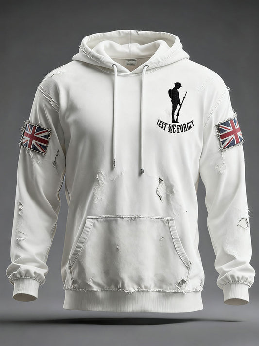 Men's Remembrance Day Lest We Forget Oversized Drop-Shoulder Hoodie With Pockets