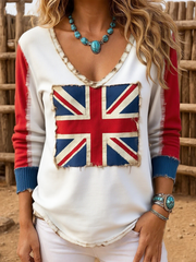 Women's british flag patchwork Printed Tops
