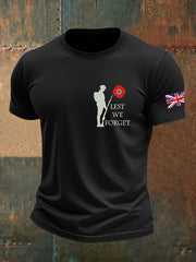 Men's British Veteran Printed imitation cotton short-sleeved T-shirt