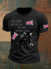 Men's British Veteran Printed imitation cotton short-sleeved T-shirt