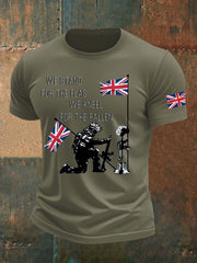 Men's British Veteran Printed imitation cotton short-sleeved T-shirt
