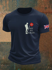 Men's British Veteran Printed imitation cotton short-sleeved T-shirt