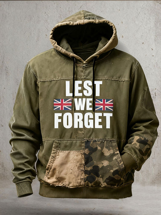 Men's Remembrance Day Lest We Forget Camouflage Oversized Drop-Shoulder Hoodie With Pockets