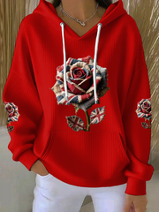 Women's British Rose Printed Hoodie