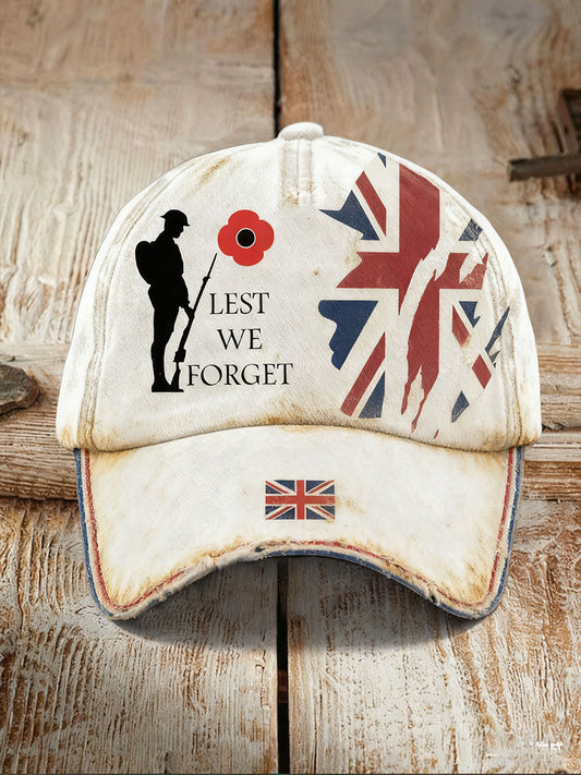 Unisex Remembrance Day Lest We Forget Print Hat