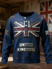 Men's Men's Vintage UK Flag Print Casual Long Sleeve T-Shirt