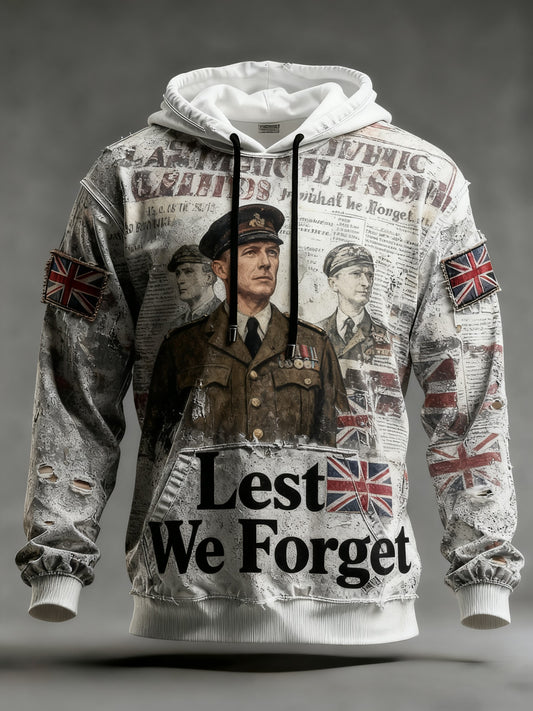 Men's Remembrance Day Lest We Forget Printed Hoodie