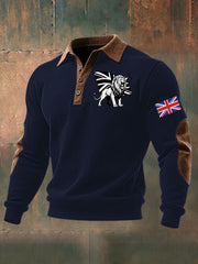Men's Vintage England Flag Lion Printed Shirt