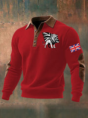 Men's Vintage England Flag Lion Printed Shirt