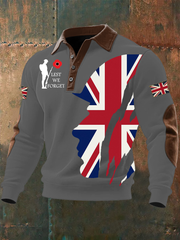 Men's Remembrance Day Lest We Forget Buttoned Top