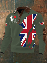 Men's Remembrance Day Lest We Forget Buttoned Top