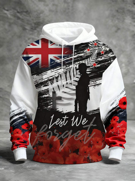 Men's Remembrance Day Lest We Forget Printed Hoodie