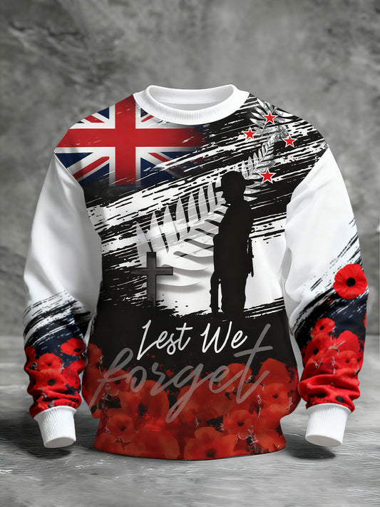 Men's Remembrance Day Lest We Forget Printed Sweatshirt