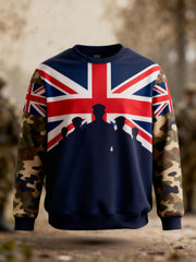 Men's Lest We Forgrt UK Flag Veterans Print Casual Sweatshirt