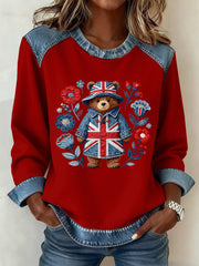 Women's British Style Pattern Patchwork Art Sweatshirt