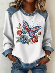 Women's British Style Pattern Patchwork Art Sweatshirt