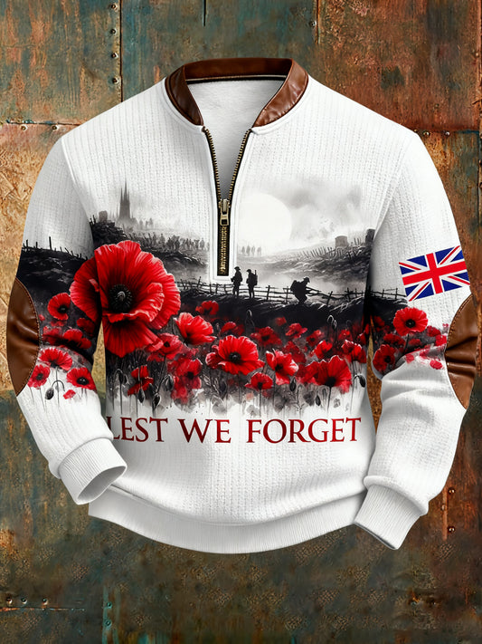 Men's Remembrance Day Lest We Forget Printed Sweatshirt