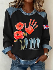 Women's Remembrance Day Pattern Patchwork Sweatshirt