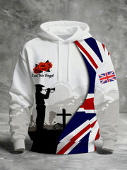 Men's Remembrance Day Lest We Forget Printed Hoodie