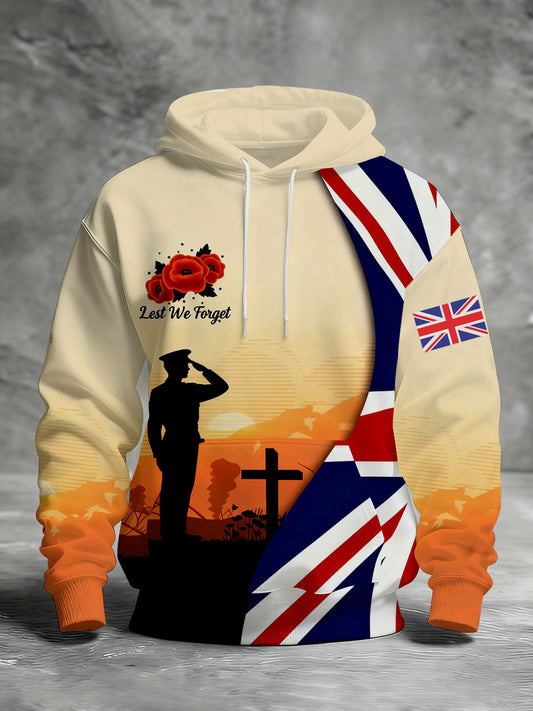 Men's Remembrance Day Lest We Forget Printed Hoodie