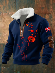 Men's Remembrance Day Lest We Forget Baggy Zip-up Hoodie