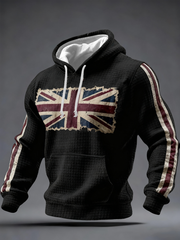 Men's British vintage flag print Checkered Cotton Hoodie