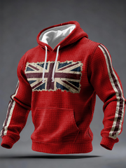 Men's British vintage flag print Checkered Cotton Hoodie