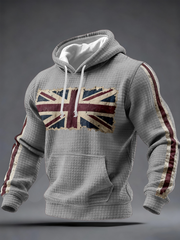 Men's British vintage flag print Checkered Cotton Hoodie