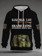 Men's L1A1 SLR 7.62 Print Oversized Drop-Shoulder Hoodie with Pockets