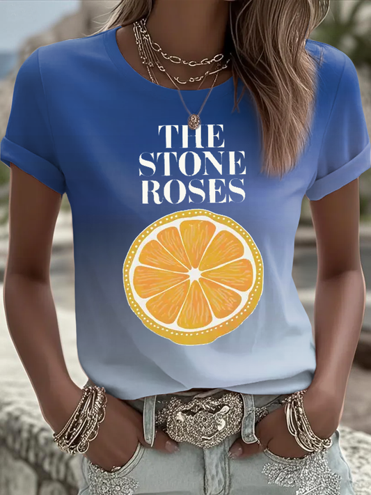 Women's Lemon Roses Music Lover short-sleeved T-shirt