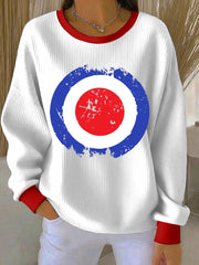 Women's Modfather UK Music Mods Lover Ribbed Round-Neck Sweatshirt