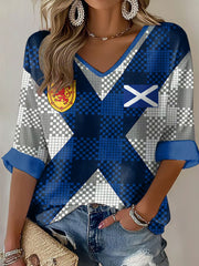 Women's Scotland Football Lover Printed Waffle  T-shirt