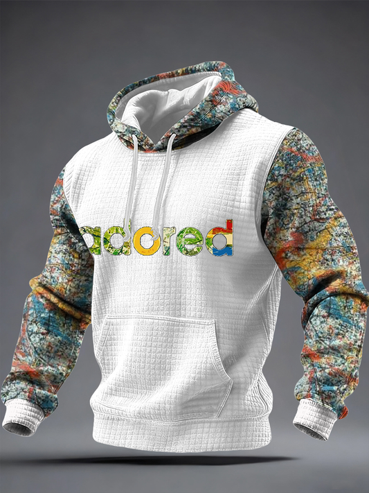 Men's Lemon Roses Music Lover Printed Checkered Cotton Hoodie