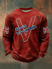 Men's Victory In Europe Day V Is For Victory Waffle Long Sleeve T-Shirt