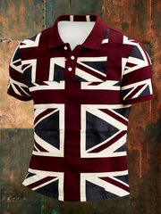 Men's Union Jack patchwork print polo shirt