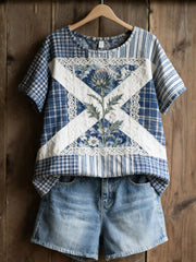 Women's Scottish Floral Print Casual T-Shirt