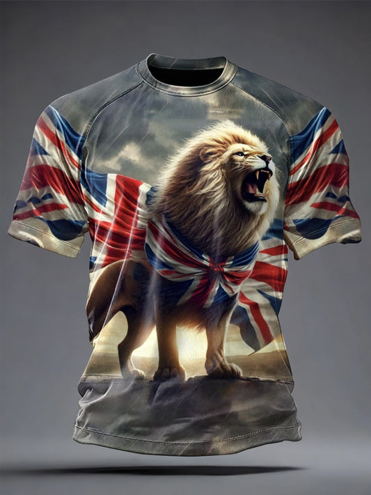 Men's Vintage British Lion Printed Casual short sleeves t-shirt