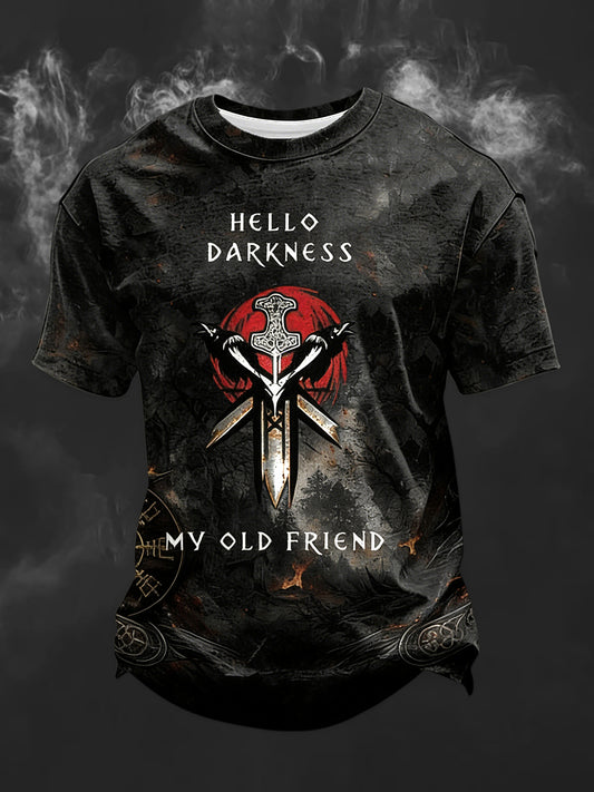 Men's Hello Darkness My Old Friend Print short sleeves t-shirt