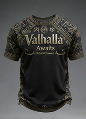 Men's Valhalla Awaits Viking Printed T-shirt