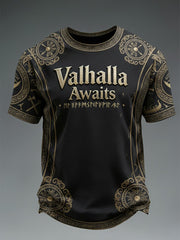 Men's Valhalla Awaits Viking Printed T-shirt
