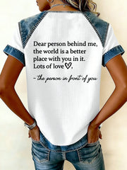 Women's Dear Person Behind Me You Matter Printed  Waffle Casual Short Sleeved T-Shirt