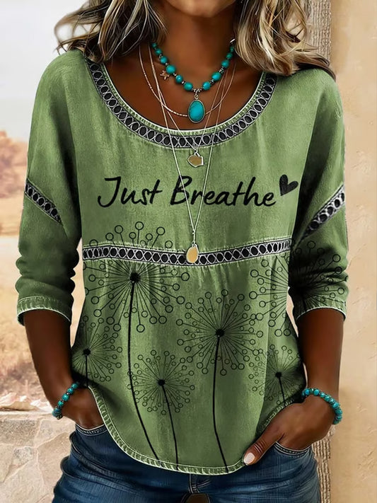 Women's Just Breathe Print Cotton Top