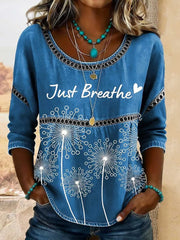 Women's Just Breathe Print Cotton Top